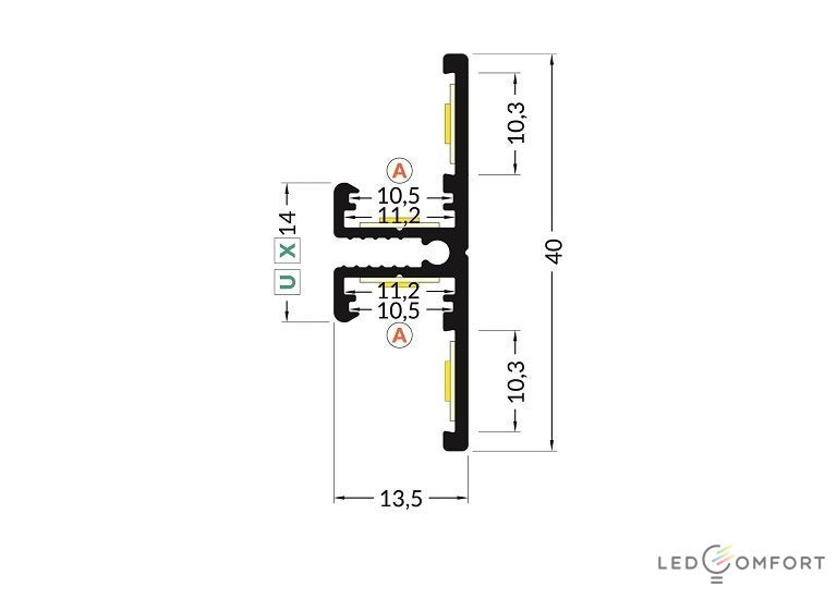 Surface-mounted linear luminaire BACK-10 (40×13.5mm) 24V
