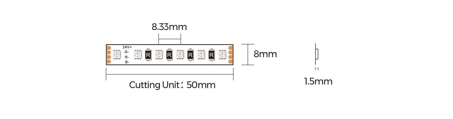 LED strip COLORS 5050-120-24V 11W 430Lm (DA120RGB-24V-8mm)
