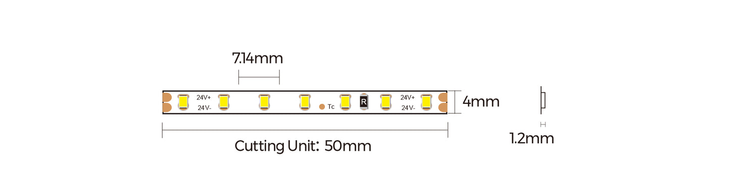 LED strip COLORS 2835-140-24V 7.2W 710Lm (D6140-24V-4mm)
