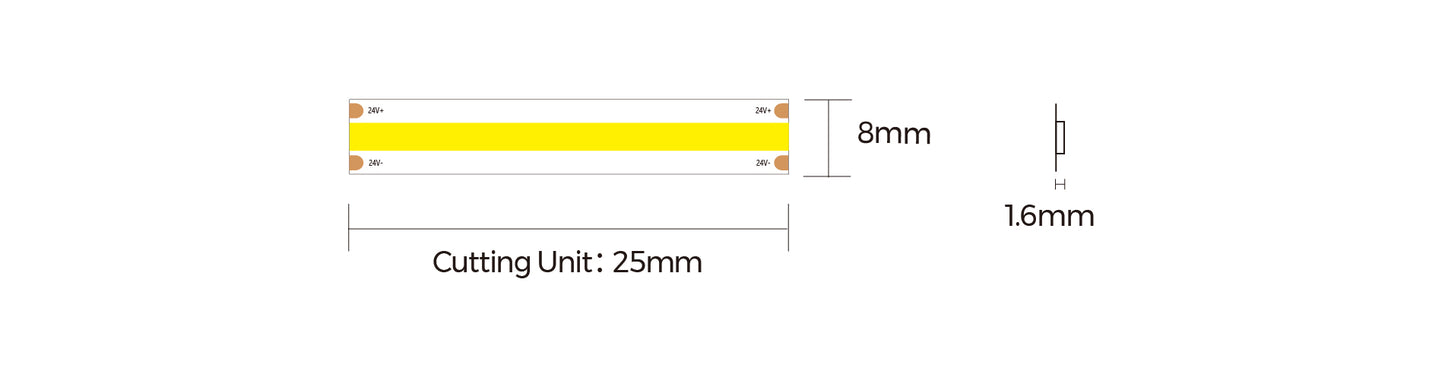 LED strip COLORS COB-280-24V 9W 680Lm (DF6-24V-8mm)