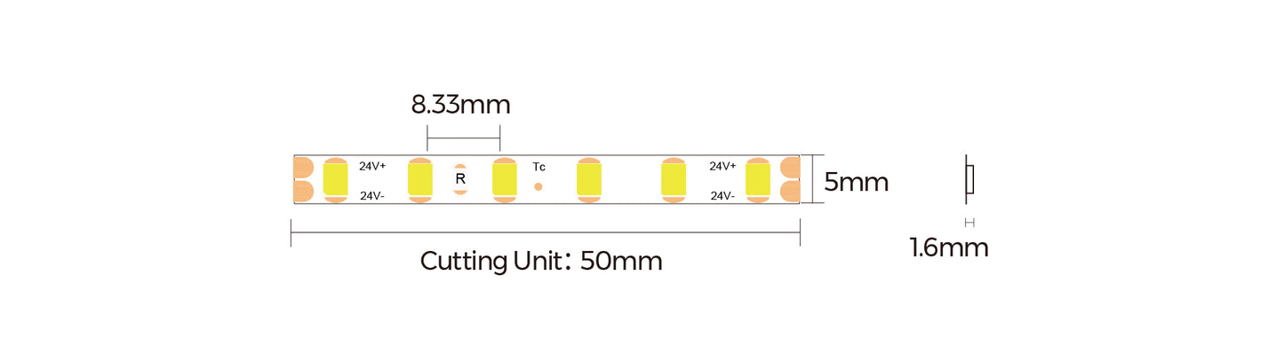 LED strip COLORS 2835-120-12/24V 9.6W 800Lm (D8120-5mm)