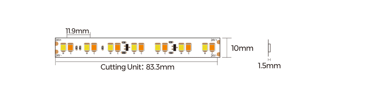 LED strip COLORS 2835-168-24V 14.4W 1050Lm (DS8168GWWW-24V-10mm)