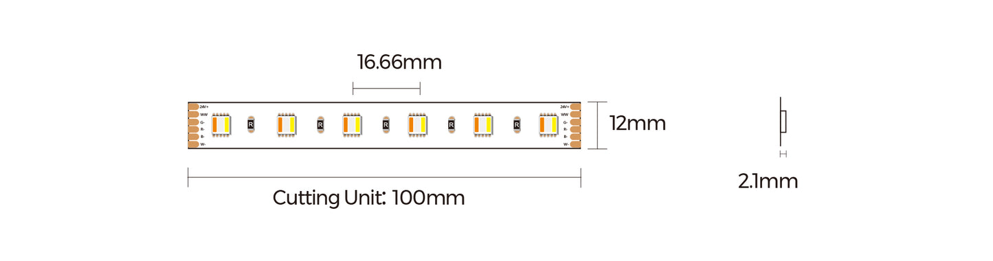 LED strip COLORS 5050-60-24V 20W 1100Lm (D560RGBLWW-24V-12mm)